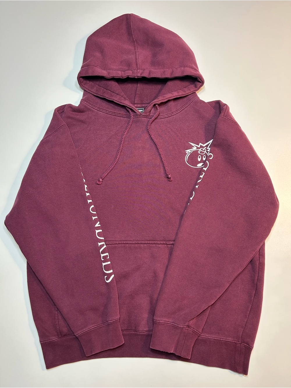The Hundreds Maroon Slant Adam Bomb Graphic Sleeve Print Pullover Hoodie